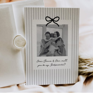 Grey Stripes Godparents Proposal Invitation
