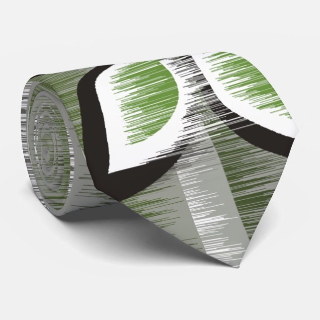 Grey stripes green petals modern wet paint tie (Rolled)