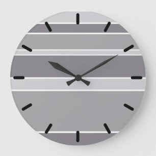 Grey stripes large clock