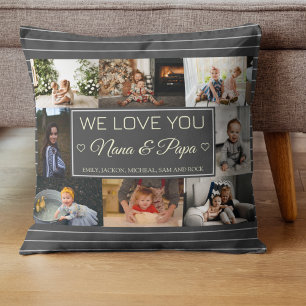 Grey Stripes Love You Grandparents 8 Photo  Cushion