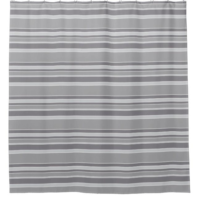 Grey stripes shower curtain (Front)