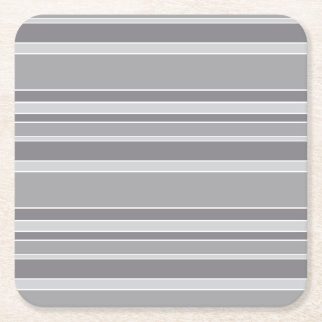 Grey stripes square paper coaster (Front)