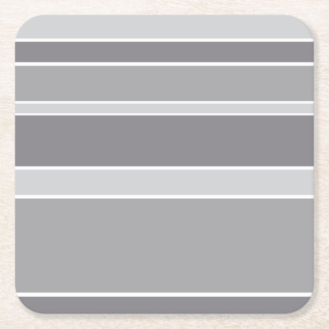 Grey stripes square paper coaster (Front)