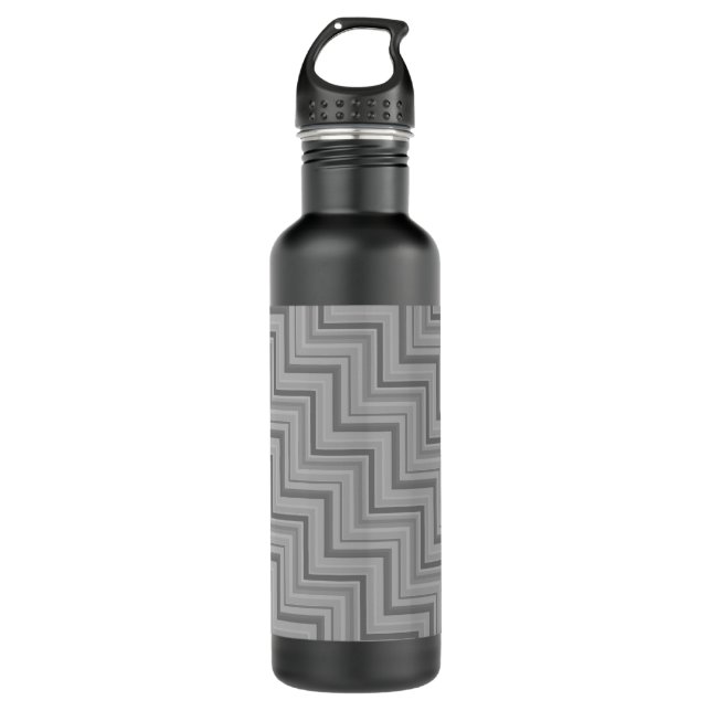 Grey stripes stairs pattern 710 ml water bottle (Front)