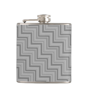 Grey stripes stairs pattern hip flask