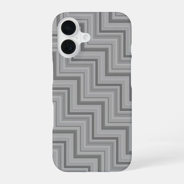 Grey stripes stairs pattern iPhone 16 case (Back)