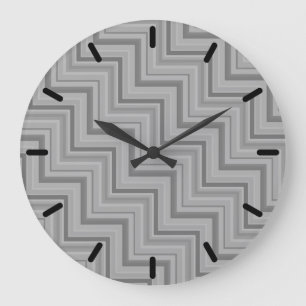 Grey stripes stairs pattern large clock