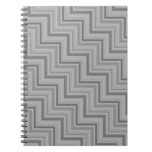 Grey stripes stairs pattern spiral notebook