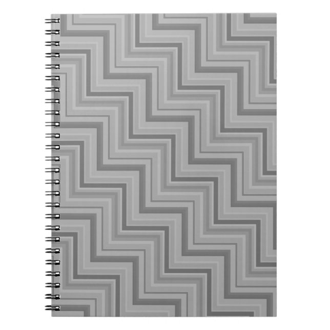 Grey stripes stairs pattern spiral notebook (Front)