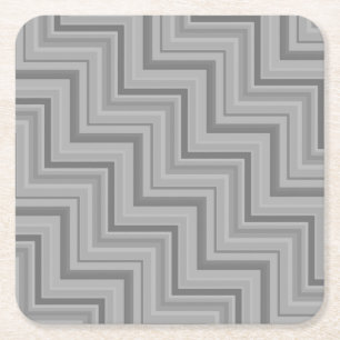 Grey stripes stairs pattern square paper coaster