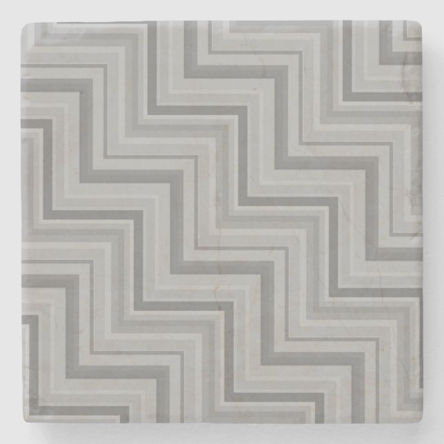 Grey stripes stairs pattern stone coaster (Front)
