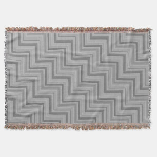 Grey stripes stairs pattern throw blanket