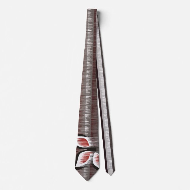 Grey stripes three red petals modern wet paint tie (Front)