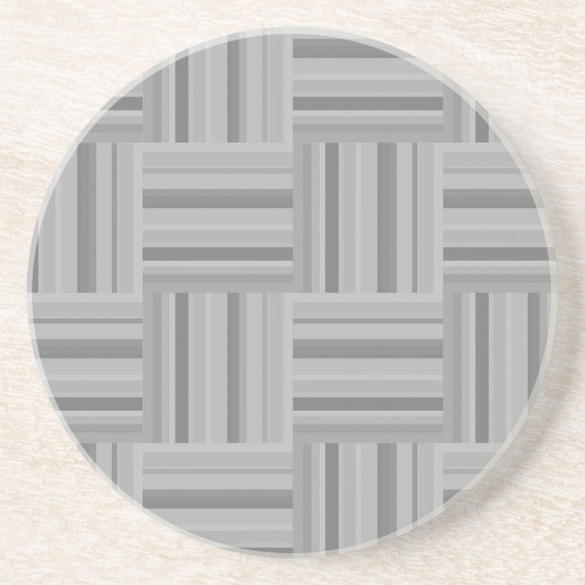 Grey stripes weave pattern coaster (Front)