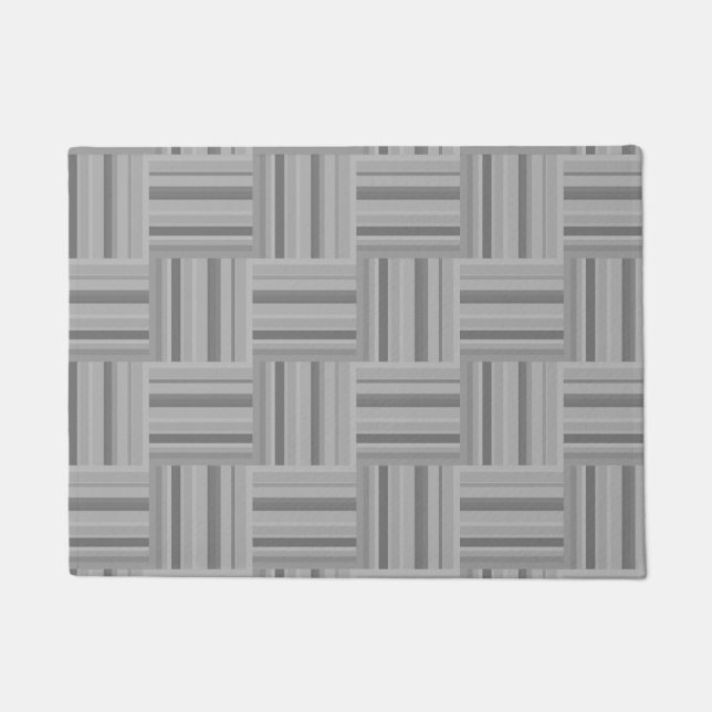 Grey stripes weave pattern doormat (Front)