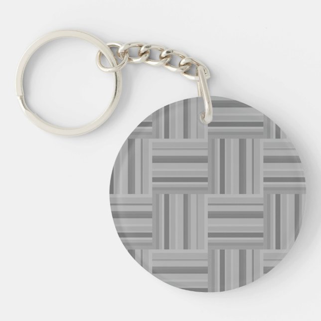 Grey stripes weave pattern key ring (Front)