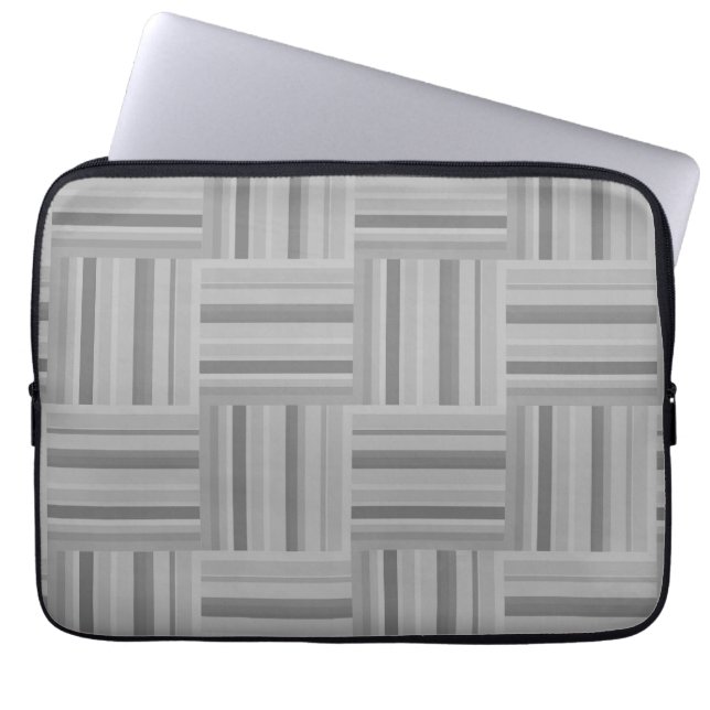 Grey stripes weave pattern laptop sleeve (Front)