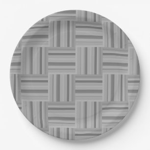 Grey stripes weave pattern paper plate