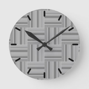 Grey stripes weave pattern round clock