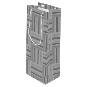 Grey stripes weave pattern wine gift bag