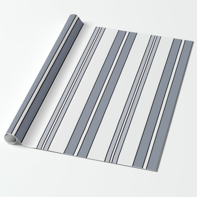 Grey Stripes Wrapping Paper (Unrolled)