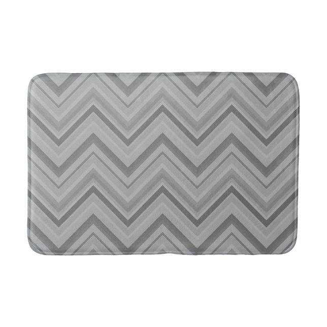 Grey stripes zigzag pattern bath mat (Front)