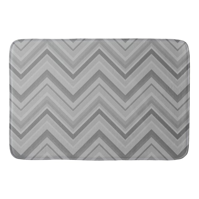 Grey stripes zigzag pattern bath mat (Front)