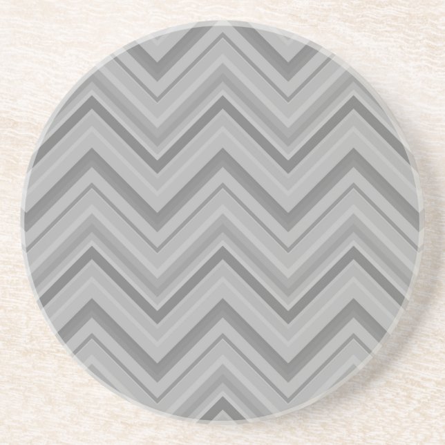 Grey stripes zigzag pattern coaster (Front)