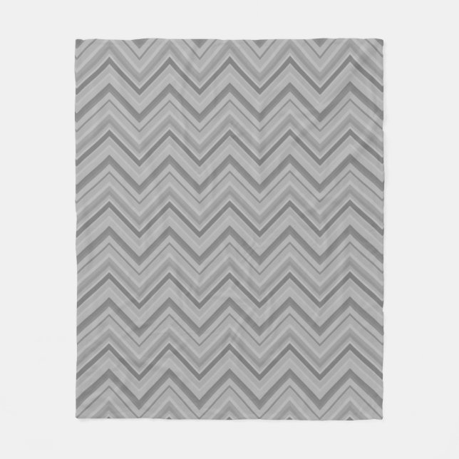 Grey stripes zigzag pattern fleece blanket (Front)