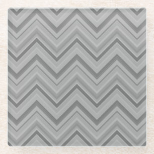 Grey stripes zigzag pattern glass coaster