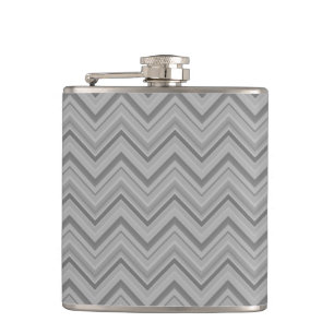 Grey stripes zigzag pattern hip flask