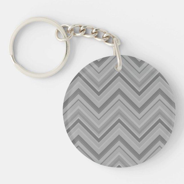 Grey stripes zigzag pattern key ring (Front)
