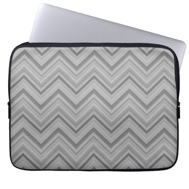 Grey stripes zigzag pattern laptop sleeve (Front)