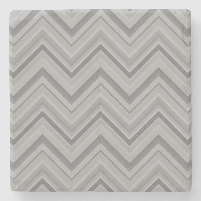 Grey stripes zigzag pattern stone coaster (Front)