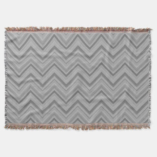 Grey stripes zigzag pattern throw blanket