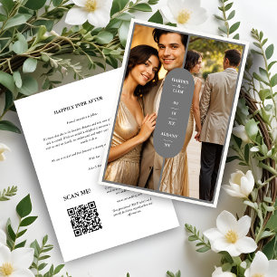 Grey Stylish Oval Minimalist 2 Photos Wedding Save The Date