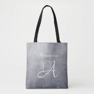 Grey stylish rustic monogram tote bag