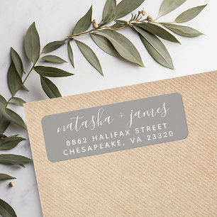 Grey Stylish Script Wedding Return Address