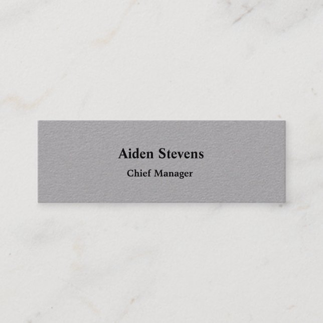 Grey Stylish Simple Plain Minimalist Classical Mini Business Card (Front)