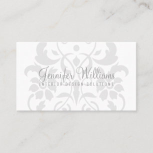 Grey Subtle Damask Business Card