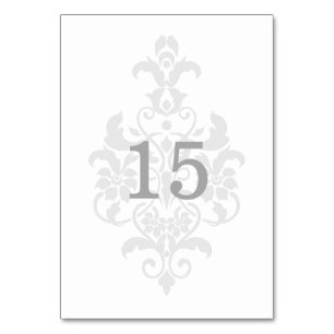 Grey Subtle Damask Table Card