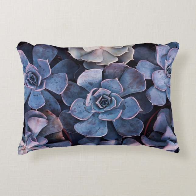 Grey succulents decorative cushion (Front)