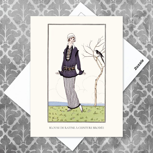 Grey Suit French Fashion Plate Illustration Postcard (Creator Uploaded)