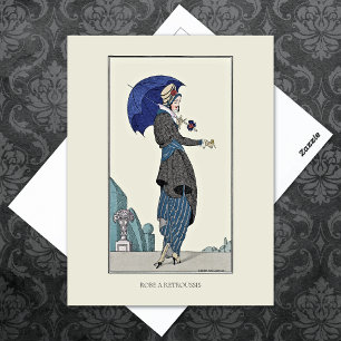 Grey Suit Parasol Vintage French Fashion Postcard