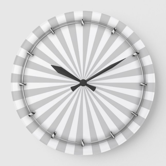 Grey Sun Burst Spinning Wheel Customise This Large Clock (Front)