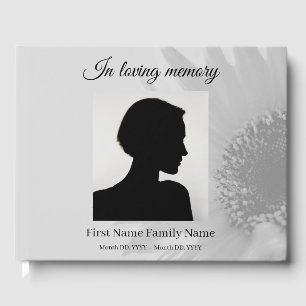 Grey sunflower funeral guest book
