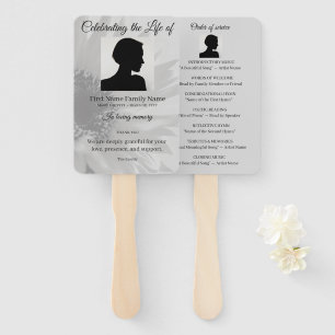 Grey sunflower order of service hand fan