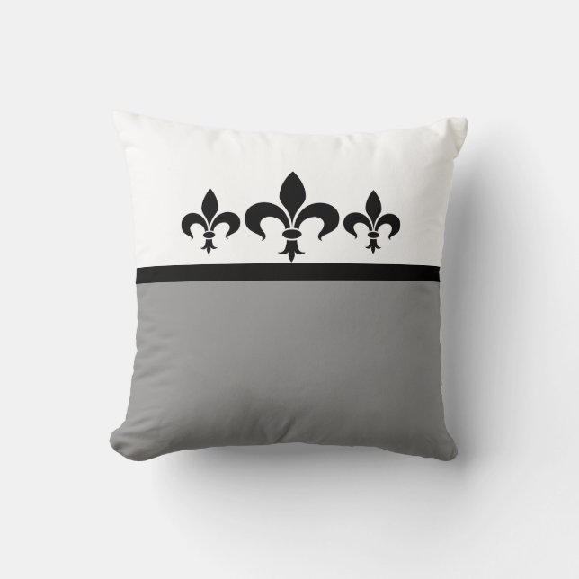 Grey Swanky Fleur De Lis Pillow (Front)