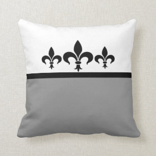 Grey Swanky Fleur De Lis Pillow