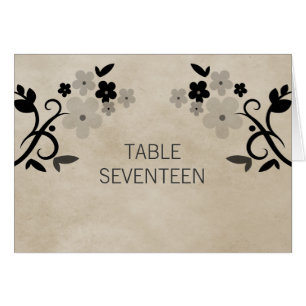 Grey Sweet Vintage Floral Table Number Card